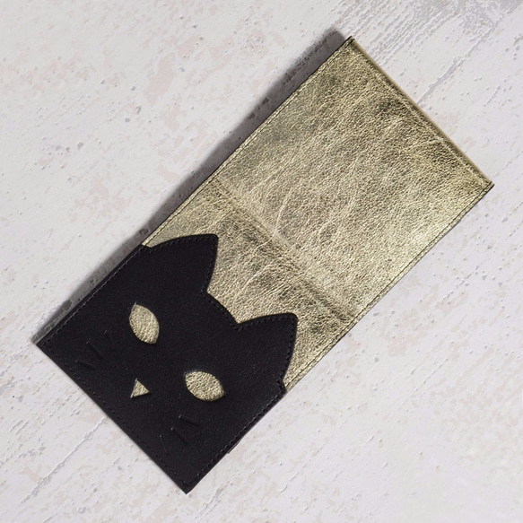 CHIGRACCI　Ture-tette 「猫財布」ゴールド　本革　日本製 2枚目の画像