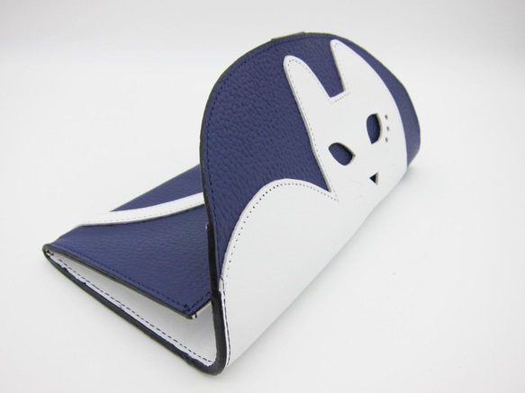 CHIGRACCI 猫デザイン長財布 「ニャレット 」ロイヤルパープル×白 本革 日本製レザー　 3枚目の画像