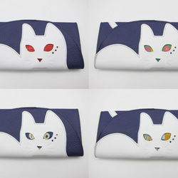 CHIGRACCI 猫デザイン長財布 「ニャレット 」ロイヤルパープル×白 本革 日本製レザー　 8枚目の画像