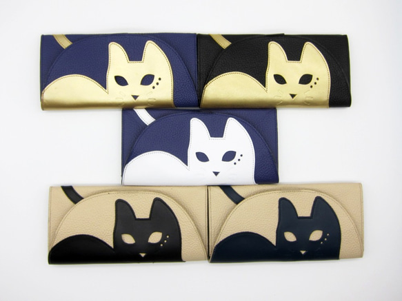 CHIGRACCI 猫デザイン長財布 「ニャレット 」ロイヤルパープル×白 本革 日本製レザー　 10枚目の画像