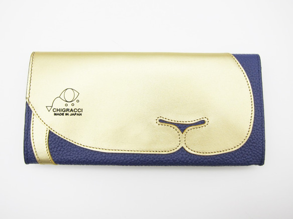 CHIGRACCI 猫デザイン長財布 「ニャレット 」ロイヤルパープル×ゴールド 本革 日本製レザー　 2枚目の画像