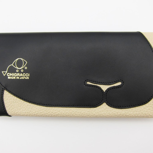 CHIGRACCI 猫デザイン長財布 「ニャレット 」ベージュ×ブラック 本革