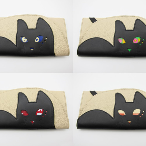 CHIGRACCI 猫デザイン長財布 「ニャレット 」ベージュ×ブラック 本革