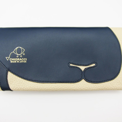CHIGRACCI 猫デザイン長財布 「ニャレット 」ベージュ×ネイビー本革