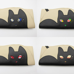 CHIGRACCI 猫デザイン長財布 「ニャレット 」ベージュ×黒本革 日本製レザー 9枚目の画像