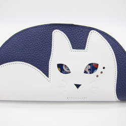 CHIGRACCI 猫デザイン長財布 「ニャレット 」ロイヤルパープル×ホワイト本革 日本製レザー　 10枚目の画像