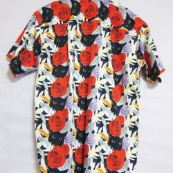 CHIGRACCI“ Nyaroha襯衫”貓圖案Aloha襯衫黑貓玫瑰貓圖案 第4張的照片