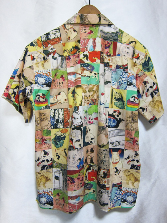 CHIGRACCI「 ニャロハシャツ 」猫柄アロハシャツ 　オリジナルプリント　浮世絵モンスターキャット柄 ニャロハシャツ