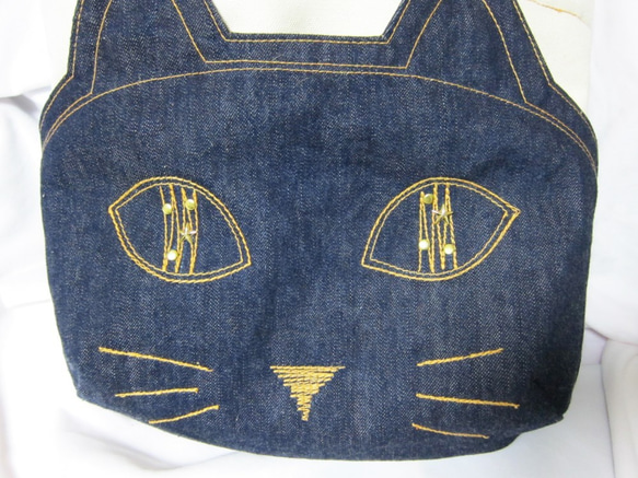 Creema限定！CHIGRACCI猫デザイントート岡山県産デニム×帆布トート「CATOTE」キャトート 3枚目の画像