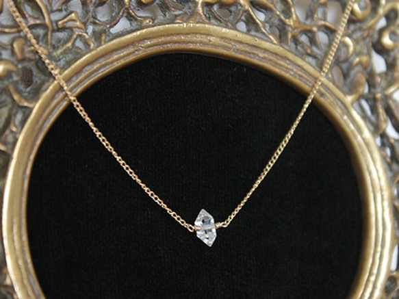 ひとつぶハーキマーダイヤモンドのネックレス(14kgf) 1枚目の画像