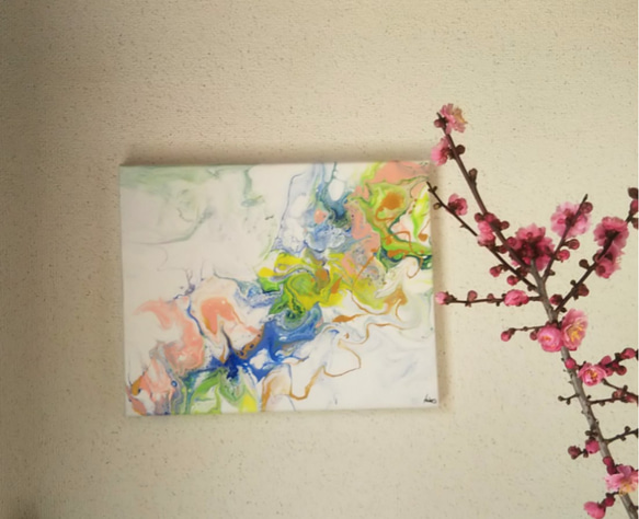 抽象画『春の訪れ』絵画 フルイドアート インテリア 2枚目の画像