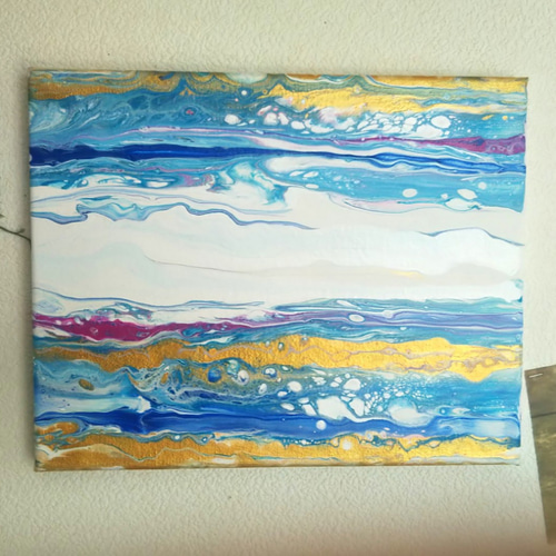 ☆抽象画、アクリル絵画、インテリア絵画、フルイドア―ト、テクスチャ