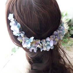 紫陽花とキラキラパールのヘアアクセサリーNo.2 2枚目の画像