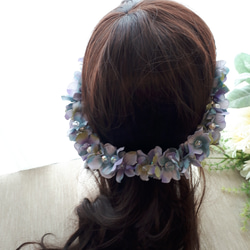 紫陽花とキラキラパールのヘアアクセサリーNo.2 3枚目の画像