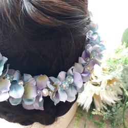 紫陽花とキラキラパールのヘアアクセサリーNo.2 6枚目の画像