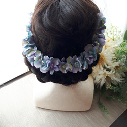 紫陽花とキラキラパールのヘアアクセサリーNo.2 7枚目の画像