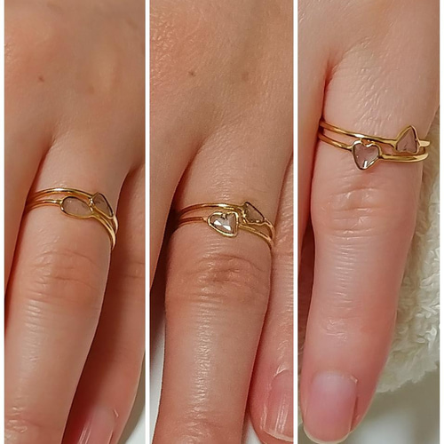 スライスダイヤK10リング11号サイズ 約0.20～0.30cts前後 ♡型三角