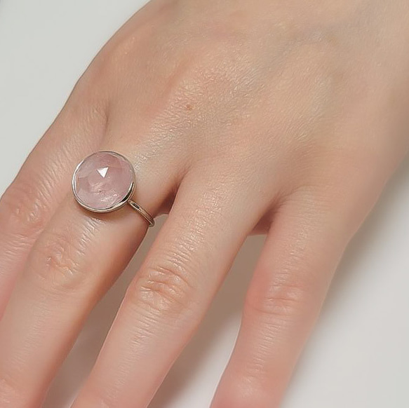 モルガナイト7.51cts Silver925リング 14号ラウンドローズカットベゼル  