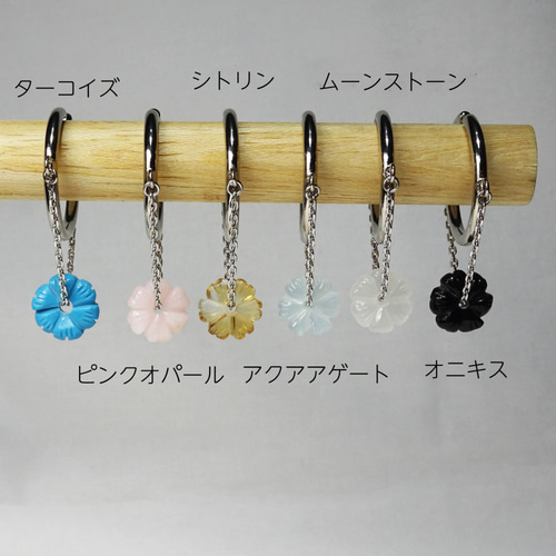 maumaumau14kgf K2ストーン スノーフラワーカービングピアス maumaumau