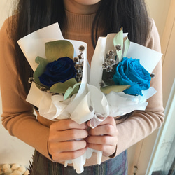 單支永生玫瑰花束（藍色系）情人節禮物 第4張的照片
