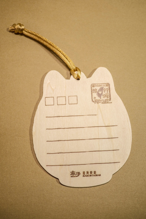 ダルマ木製ポストカード-勝利の猫 4枚目の画像
