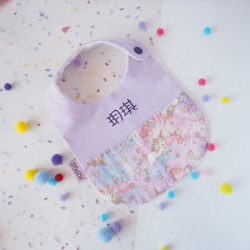 純粋な綿のダブルレイヤー糸刺繍肩 - ピンク+パープルユニコーン 4枚目の画像