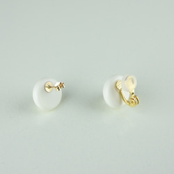 16毫米金色白色磁性耳環（14kgf）/耳環東京夢 第5張的照片