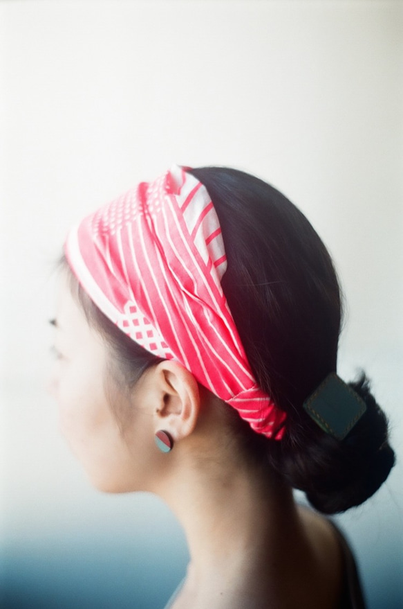 てぬぐいヘアバンド 蛍光ピンク カチューシャ Nuusle 通販 834549