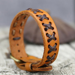 オリジナル牛革ブレスレットLeather Bracelet  ブラウンBrown 1枚目の画像