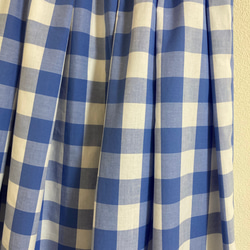 ブロックチェック(ライトブルー)のギャザースカート 4枚目の画像