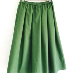 【9/11まで送料無料】グリーンのギャザースカート 3枚目の画像