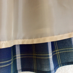 《9/3まで送料無料》綿ローンのタータンチェックのギャザースカート(ネイビー) 5枚目の画像