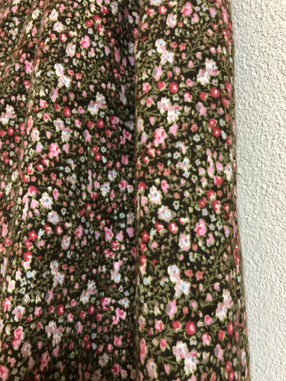 起毛コットンの小花柄ギャザースカート(ピンク) 5枚目の画像
