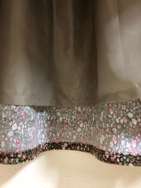 起毛コットンの小花柄ギャザースカート(ピンク) 7枚目の画像