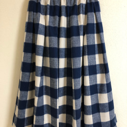 起毛コットンのブロックチェックのギャザースカート 3枚目の画像