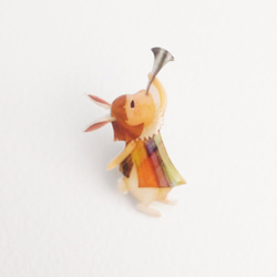 小さなQイラストレーターシリーズ - 応援ウサギ（オリジナルイラストのおとぎ話のウサギ幸せなお祝い）/ピンブローチ 3枚目の画像