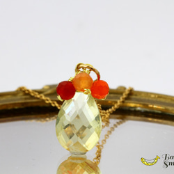 4月誕生石 レモンクォーツ ＆ カーネリアンの 初恋ネックレス 14kgf 1枚目の画像