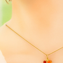 4月誕生石 レモンクォーツ ＆ カーネリアンの 初恋ネックレス 14kgf 3枚目の画像