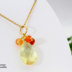 4月誕生石 レモンクォーツ ＆ カーネリアンの 初恋ネックレス 14kgf 4枚目の画像