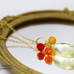 4月誕生石 レモンクォーツ ＆ カーネリアンの 初恋ネックレス 14kgf 5枚目の画像