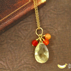 4月誕生石 レモンクォーツ ＆ カーネリアンの 初恋ネックレス 14kgf 6枚目の画像