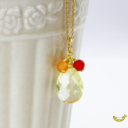 4月誕生石 レモンクォーツ ＆ カーネリアンの 初恋ネックレス 14kgf 7枚目の画像