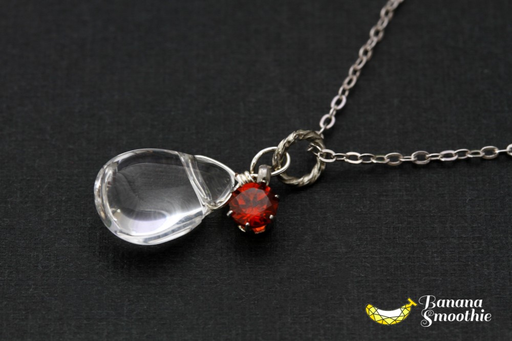 清らかに明るさプラス クリスタル ペアシェイプ × ガーネット クリアな silver925ネックレス 4月誕生石