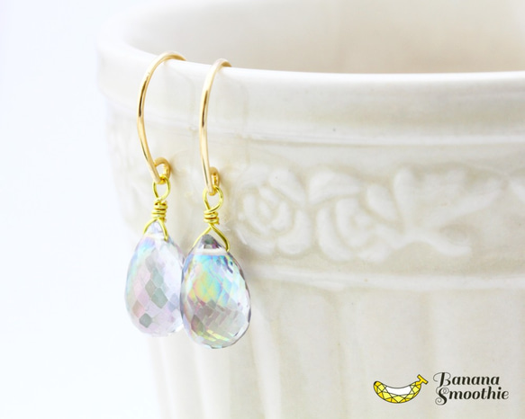 いくつもの顔を持つ魅力 ミスティックトパーズ 14kgfピアス 11月誕生石 2枚目の画像