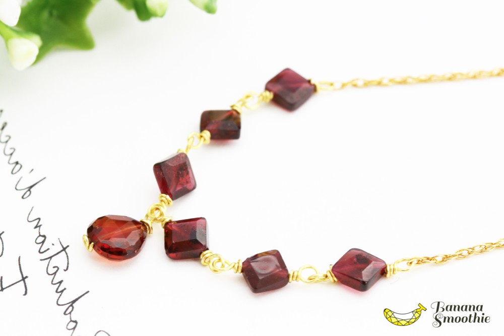 個性派さんに♪ 1月誕生石 ロードライトガーネット × ガーネット 14kgfネックレス