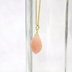 宝石質 ピンクオパール AAA+ マーキス ブリオレットカット 14kgf ネックレス 3枚目の画像