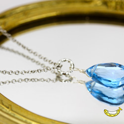 【再販】ライトカラー ロンドンブルートパーズ ブリオレットカット 14kgf ネックレス 3枚目の画像