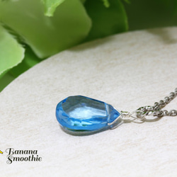 【再販】ライトカラー ロンドンブルートパーズ ブリオレットカット 14kgf ネックレス 4枚目の画像