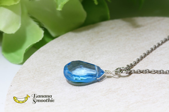 【再販】ライトカラー ロンドンブルートパーズ ブリオレットカット 14kgf ネックレス 4枚目の画像