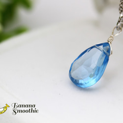 【再販】ライトカラー ロンドンブルートパーズ ブリオレットカット 14kgf ネックレス 5枚目の画像